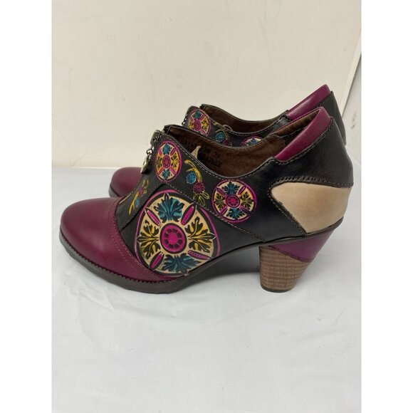 L’Artiste Raina Spring Step Ankle Bootie Boot Zip Floral Women’s Size 39 Purple - Picture 7 of 8